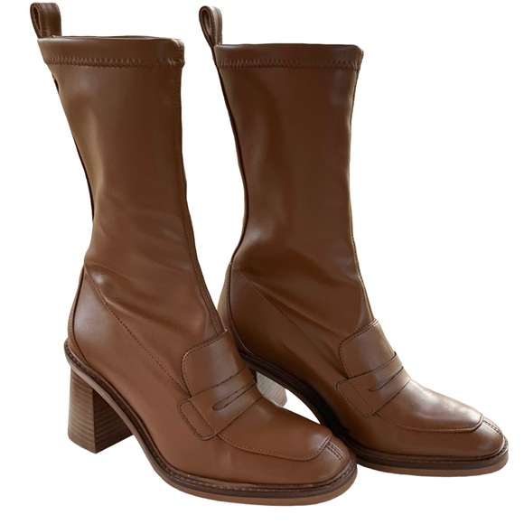 I’Intervalle Shoes - L’intervalle Bridge Tan Stretch Boots Preppy Camel Sock Bootie